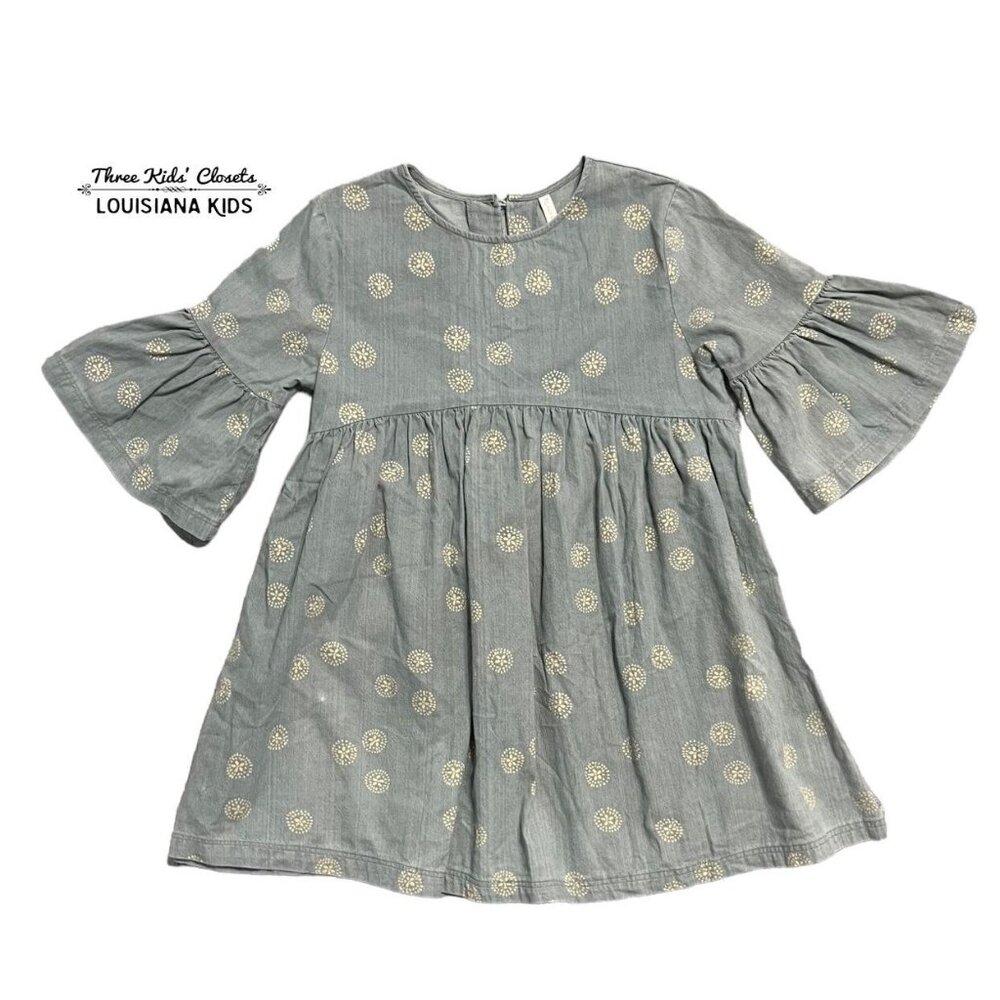 Rylee + Cru 8-9Y Sand Dollar Print Bell Sleeve Dress